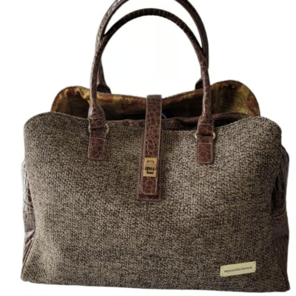 Samantha Brown Womens Metro Travel Bag Tote Croc Embossed